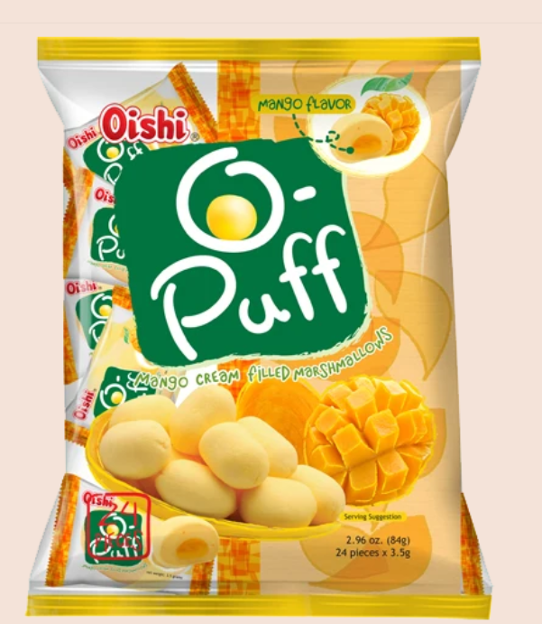 Oishi O-Puff Mango Cream Filled Marshmallows 84g
