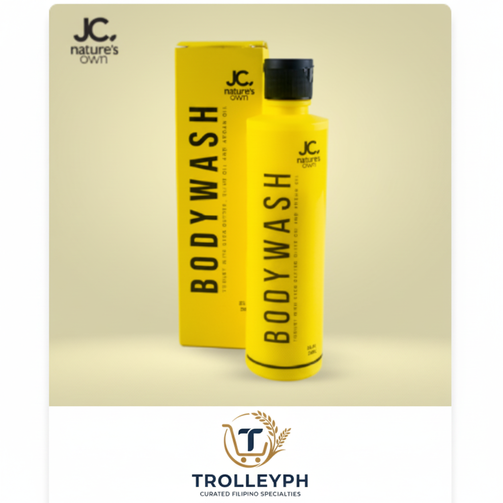 JC Nature’s Own Body Wash 240ml yellow bottle and box with TrolleyPH branding below