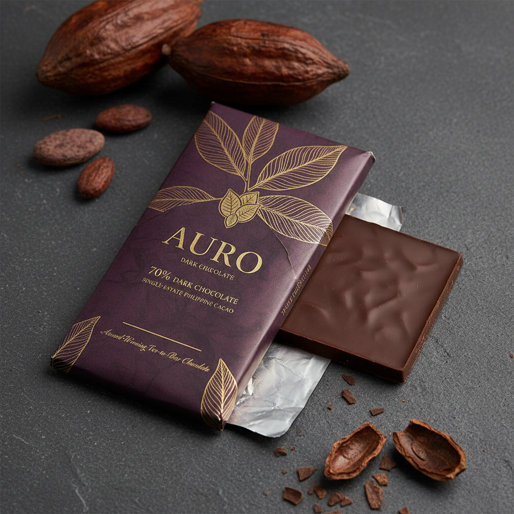 Auro 70% Dark Chocolate Saloy Single-Estate - award-winning Philippine craft chocolate