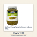 Lio Food Young Tamarind Leaves in Brine 680g jar with TrolleyPH branding below