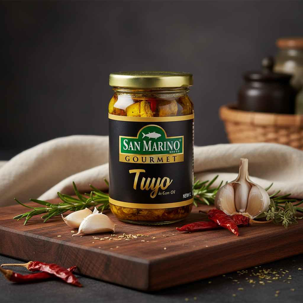 San Marino Gourmet Tuyo 220g premium styled product photo