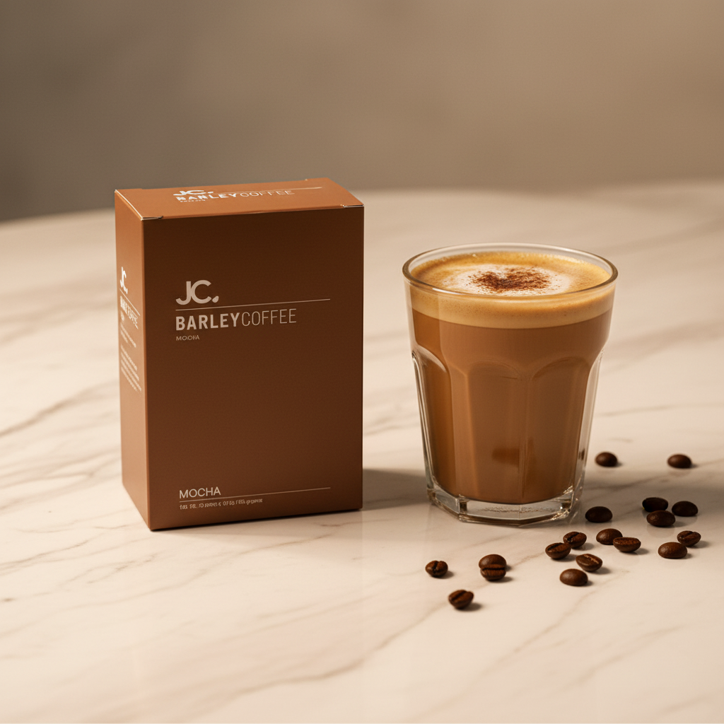 JC. Barley Coffee Mocha – premium lifestyle product photography