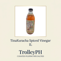 TinaKuracha Spiced Vinegar 1L bottle with TrolleyPH branding below on an ivory background