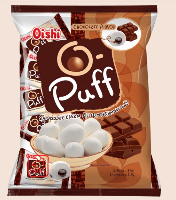 Oishi O-Puff Chocolate Cream Filled Marshmallows 84g