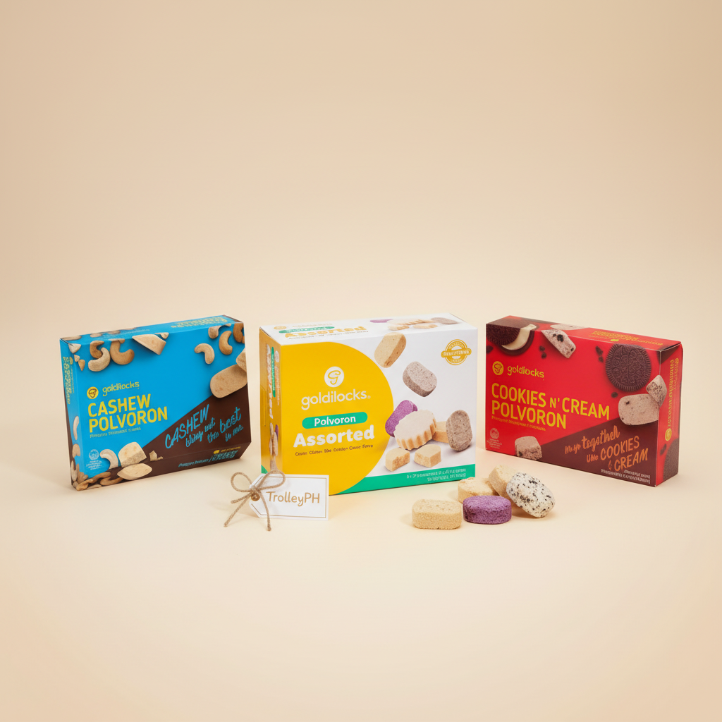 TrolleyPH Goldilocks Sweet Treats Bundle featuring three Goldilocks polvoron products