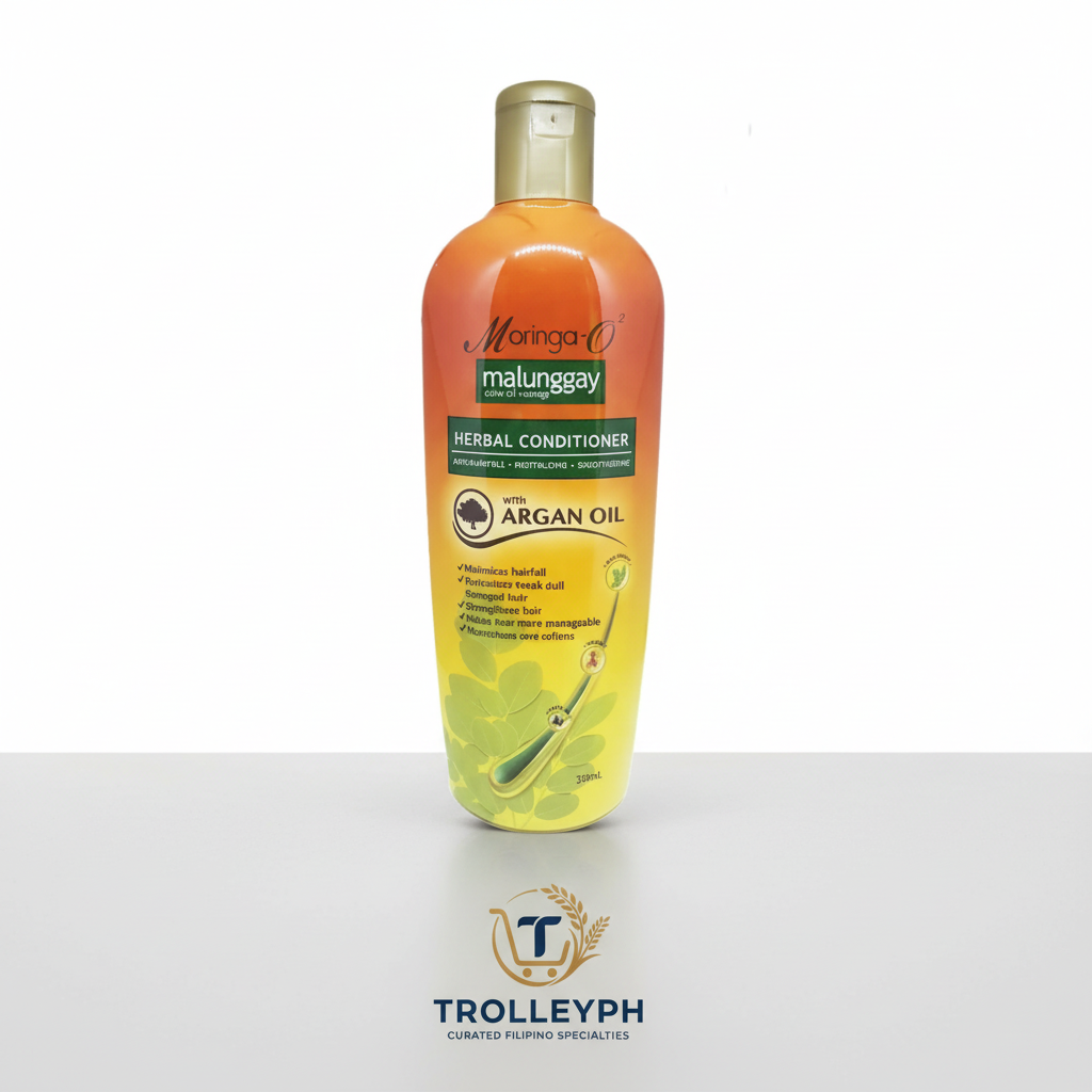 Moringa-O2 Malunggay Herbal Conditioner 350ml bottle with the TrolleyPH logo below