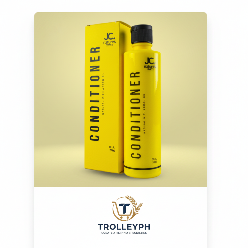 JC Nature’s Own Conditioner 240ml yellow bottle and box with TrolleyPH branding below