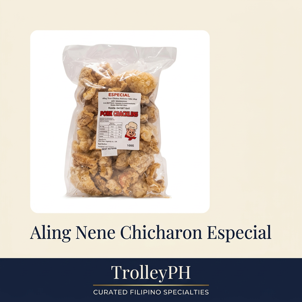 Aling Nene Chicharon Especial pack with TrolleyPH branding below