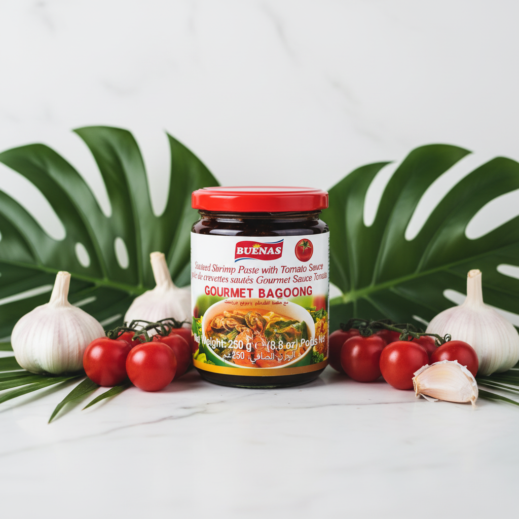 Buenas Gourmet Bagoong Sauteed Shrimp Paste with Tomato Sauce styled premium shot