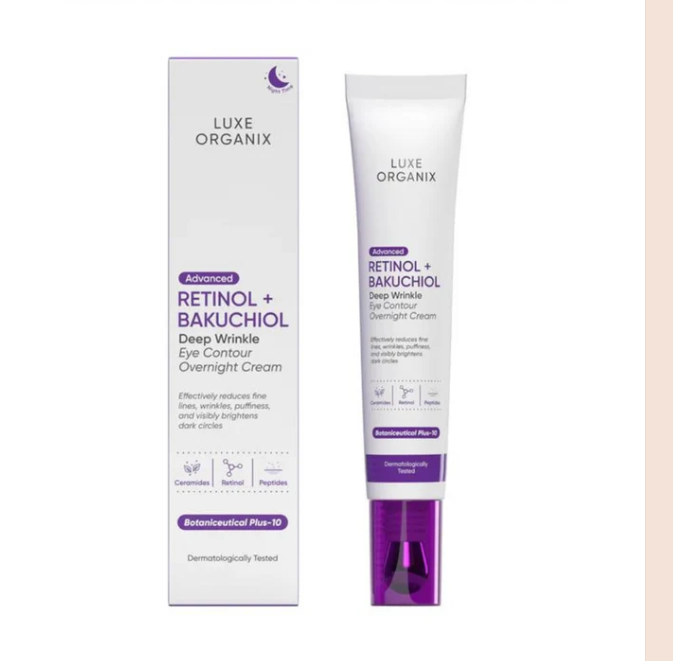 Luxe Organix Advanced Retinol + Bakuchiol Deep Wrinkle Eye Contour Overnight Cream