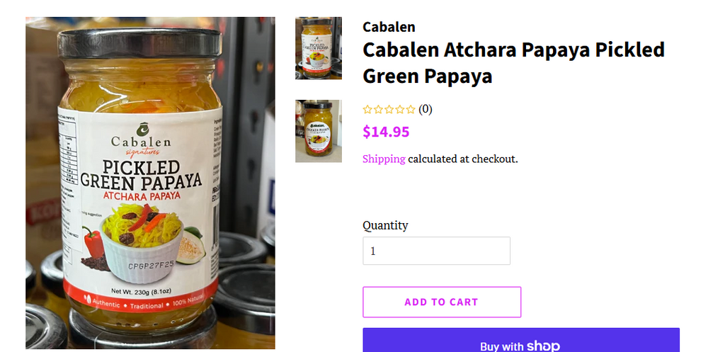 Cabalen Atchara Papaya Pickled Green Papaya