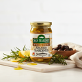 San Marino Premium Spanish Sardines styled with herbs and lemon on marble surface